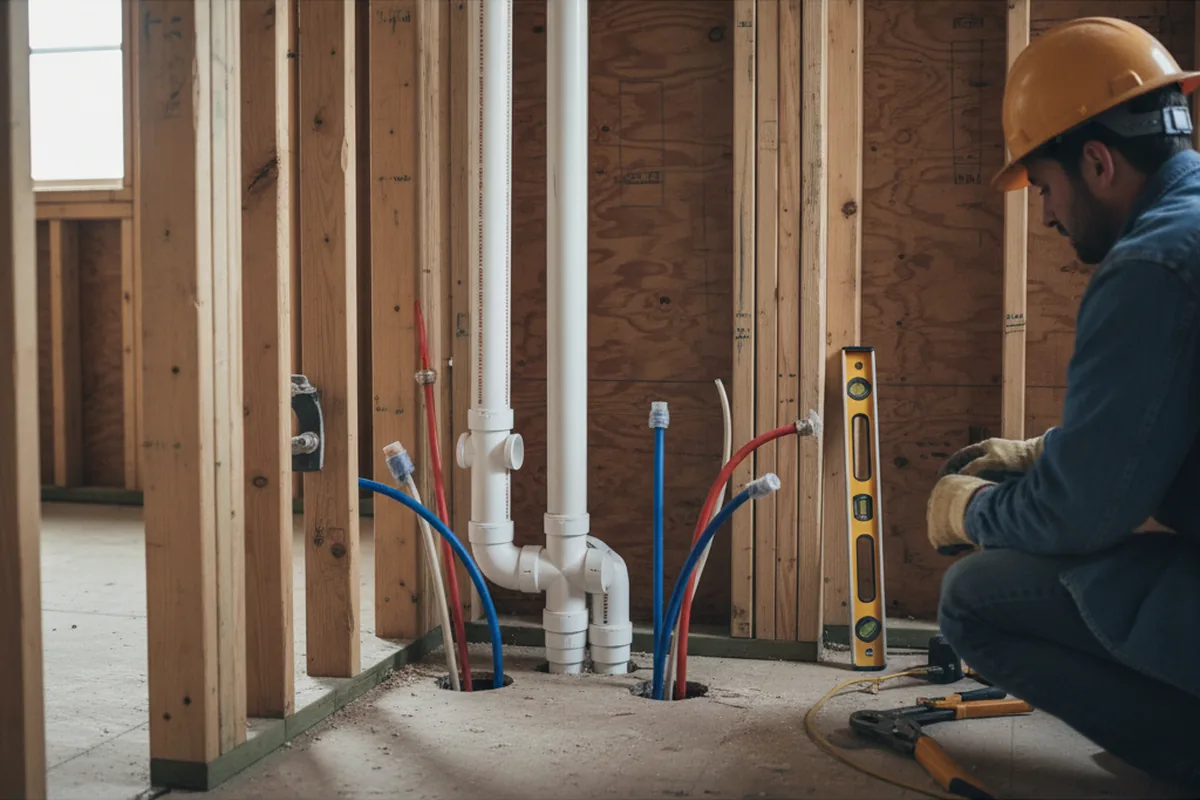 Drain and supply rough-in during Drain Cleaning in Mabelvale